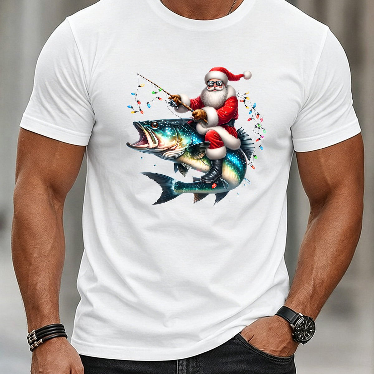 Alohadaddy® Holiday Christmas Print Crew Neck Short-Sleeve T-Shirt