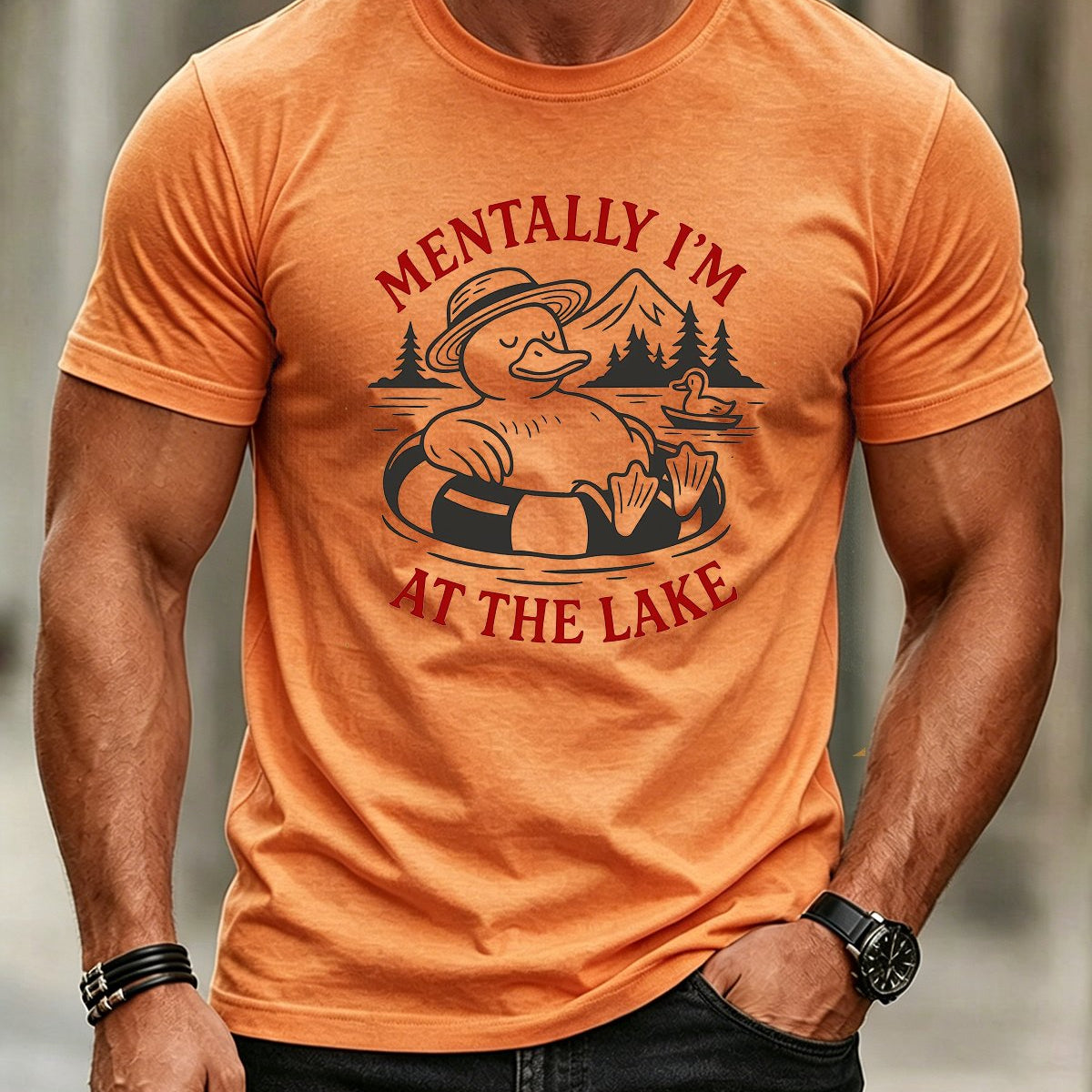 Alohadaddy® Men's Short-Sleeve Crew Neck T-Shirt with Hawaiian Duck Print