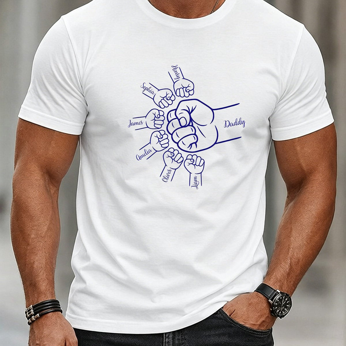 Alohadaddy® Casual Short-Sleeve Crew-Neck T-Shirt with Fist Print