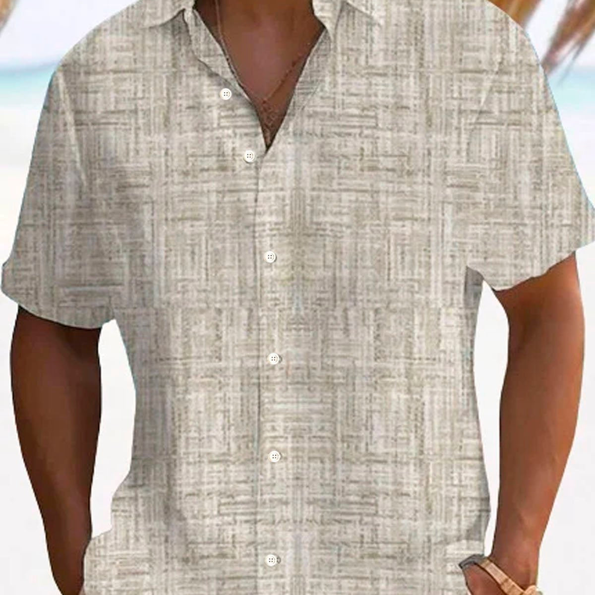Alohadaddy Retro Basic Texture 3D Print Men's Button Pocket Short Sleeve Shirt Big & Tall