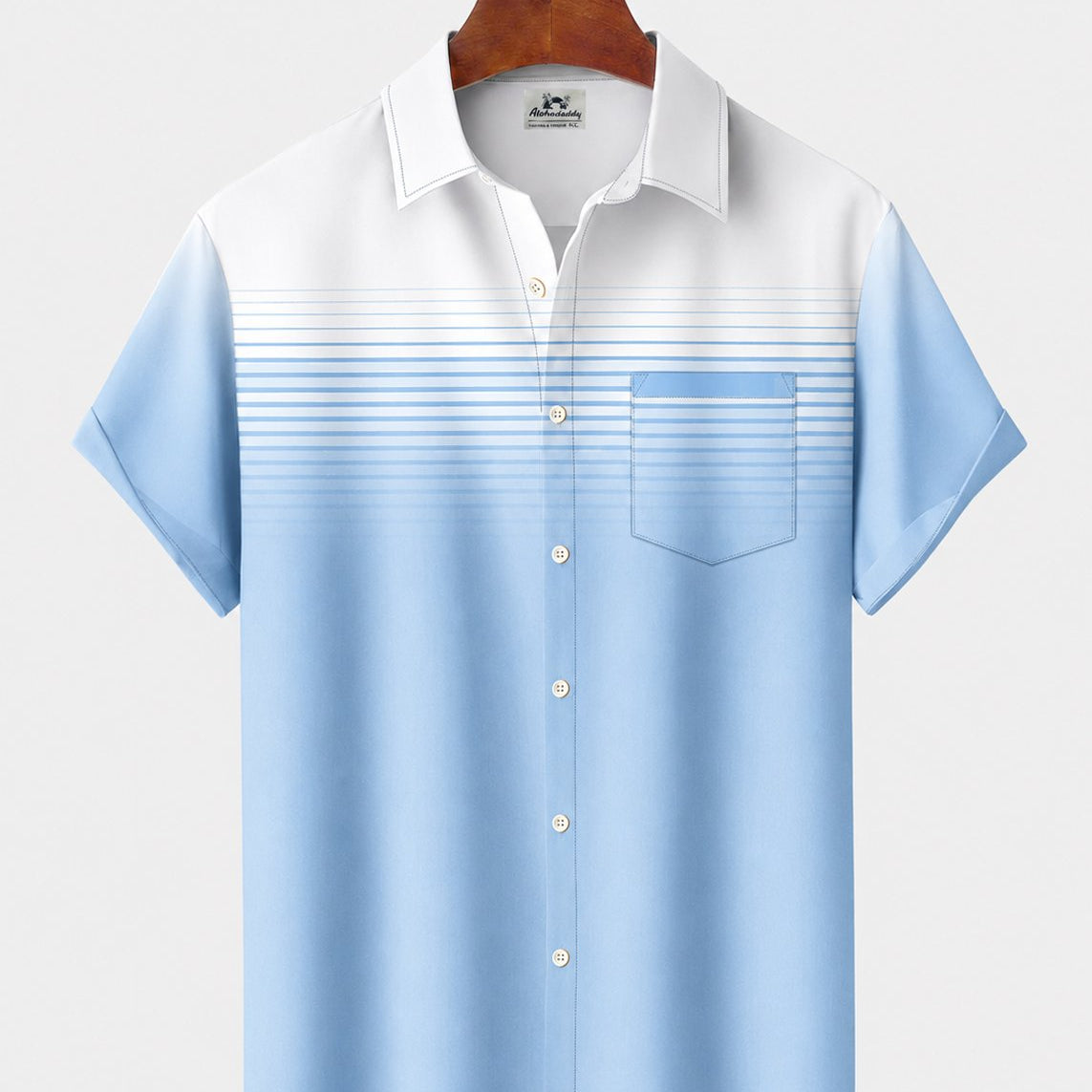 Alohadaddy® Men's Short-Sleeve Button-Down Shirt with Pocket Geometric Print