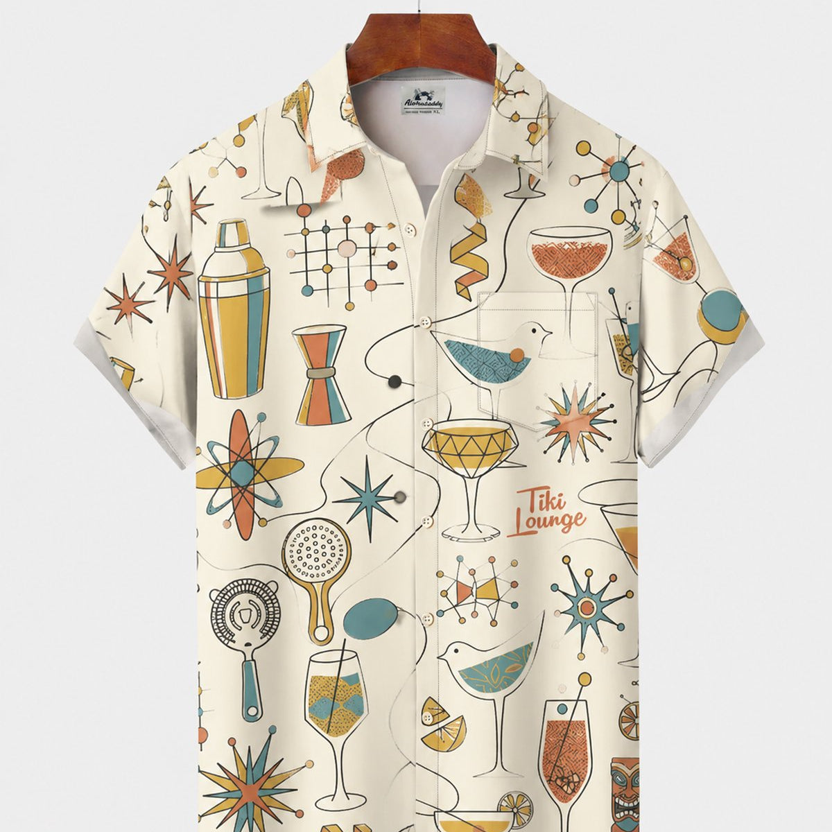 Alohadaddy® Men's Short-Sleeve Button-Down Shirt with Pocket Cocktail Print