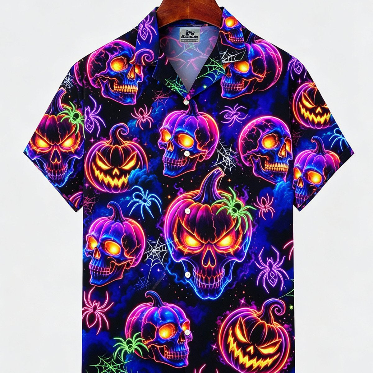 Alohadaddy® Men's Short-Sleeve Button-Down Shirt with Pocket Halloween Print