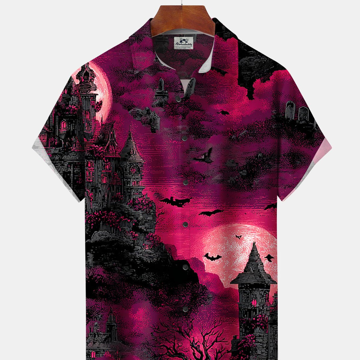 Alohadaddy® Men's Short-Sleeve Button-Down Shirt with Pocket Halloween Print