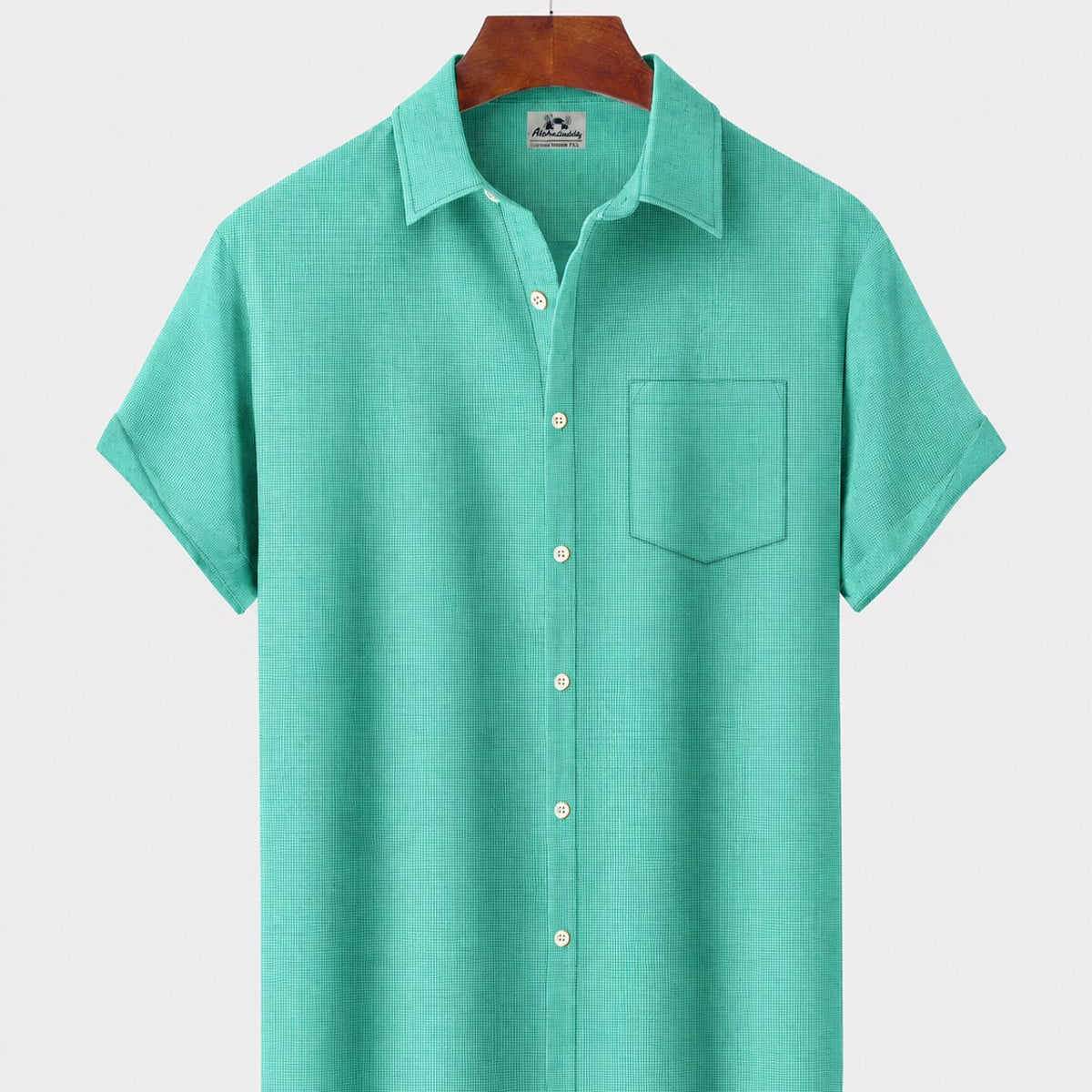 Alohadaddy® Men's Short-Sleeve Button-Down Shirt with Pocket Geometric Print