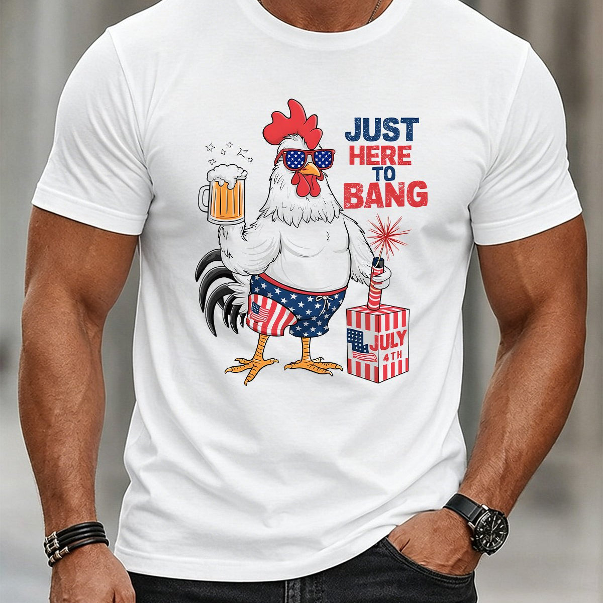 Alohadaddy® Men's Short-Sleeve T-Shirt Labor Day Graphic Crew Neck
