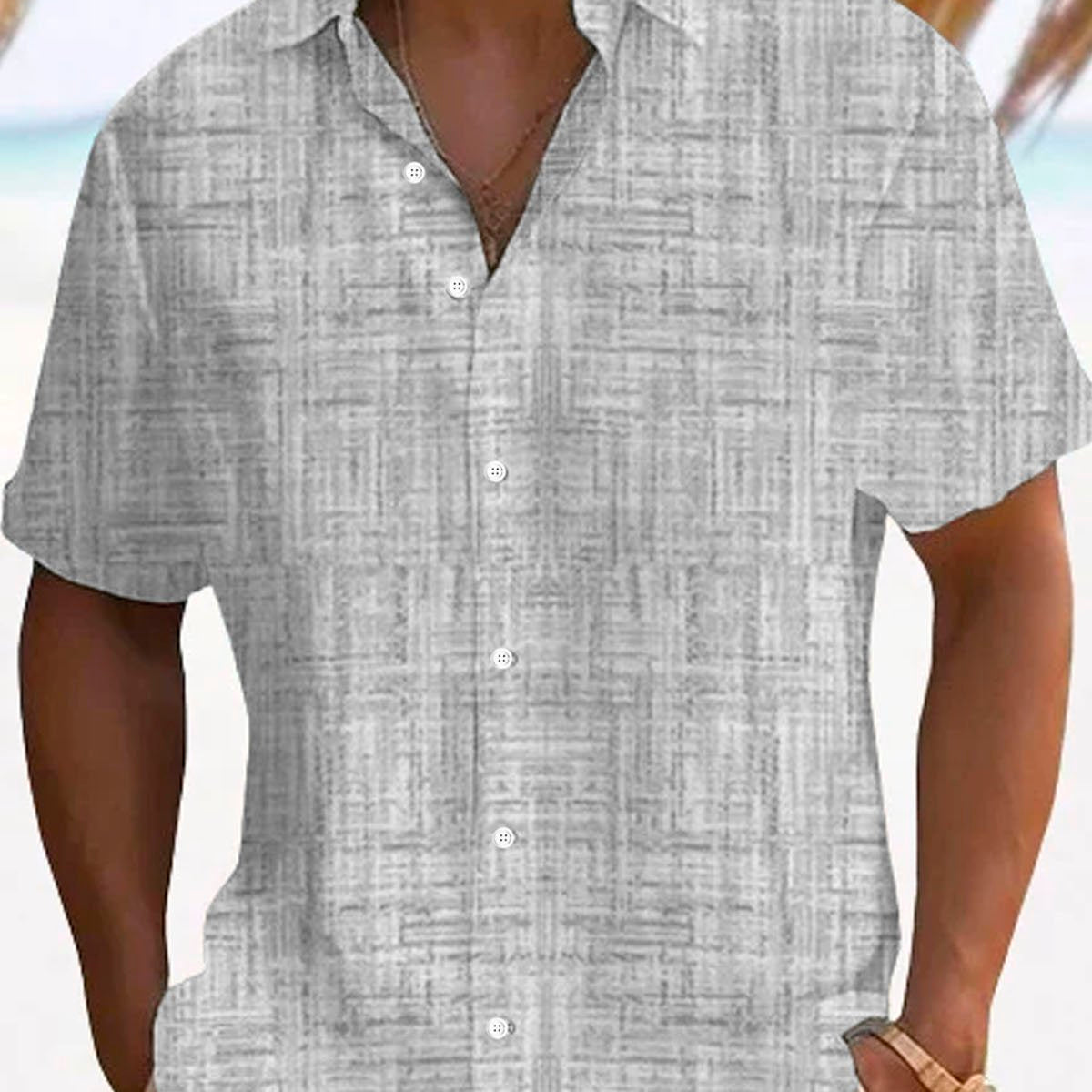 Alohadaddy Retro Basic Texture 3D Print Men's Button Pocket Short Sleeve Shirt Big & Tall