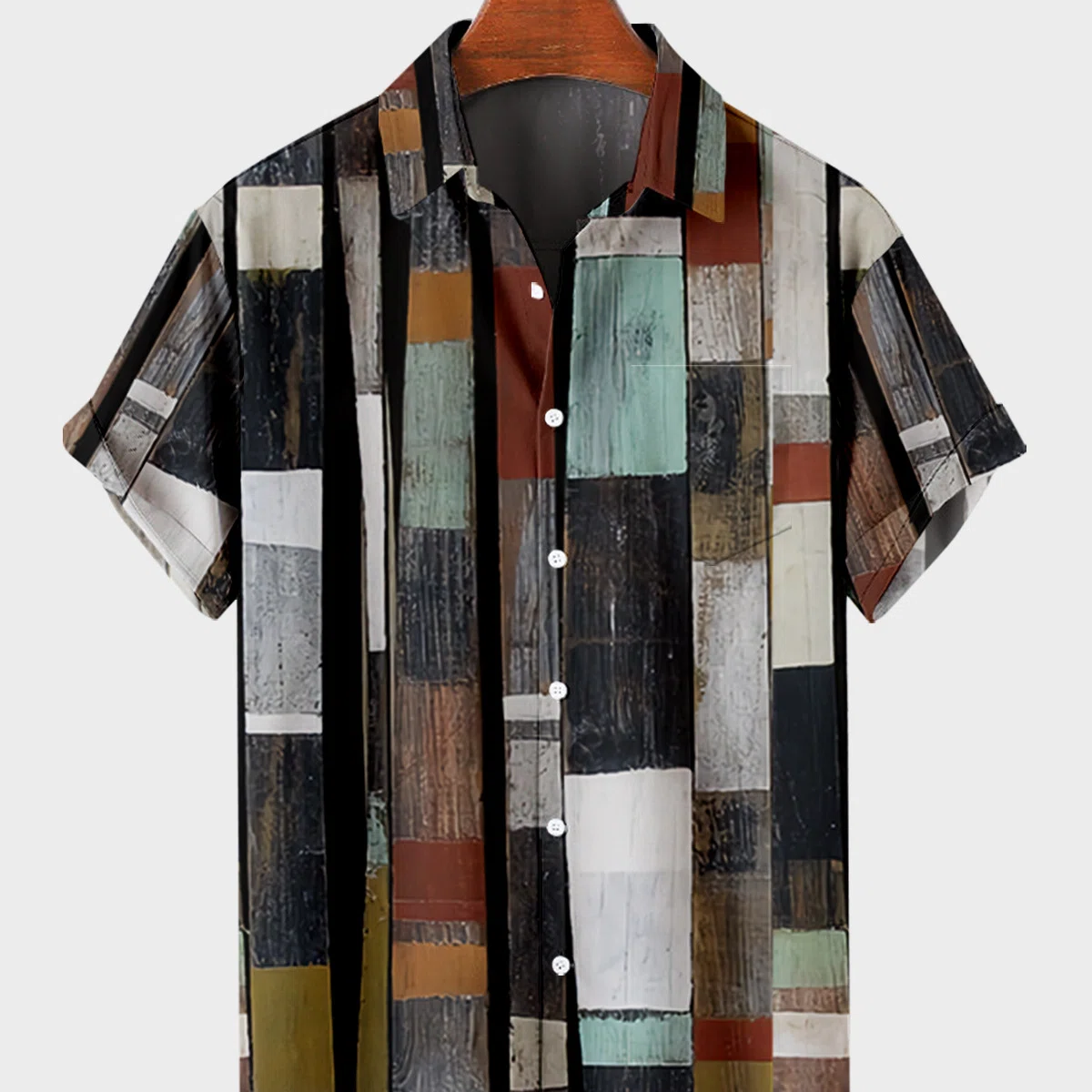 Black Geometric Cotton-Blend Printed Basic Shirts & Tops