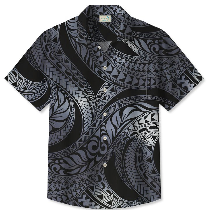 Men's Vintage Geometric Ethnic Gradient Print Short Sleeve Shirt