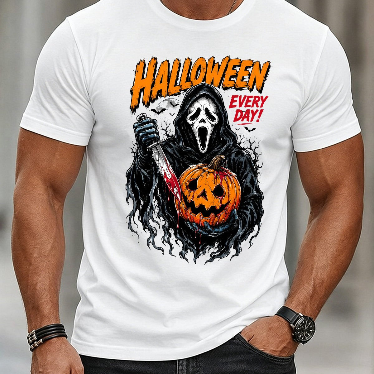 Alohadaddy® Men's Short-Sleeve Crew Neck T-Shirt Halloween Print