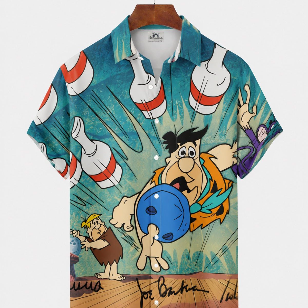 Alohadaddy® Men's Short-Sleeve Button-Down Shirt with Pocket Cartoon Print