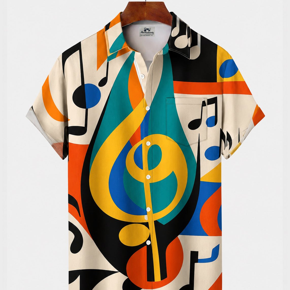 Alohadaddy® Men's Short-Sleeve Button-Down Shirt with Pocket Music Print