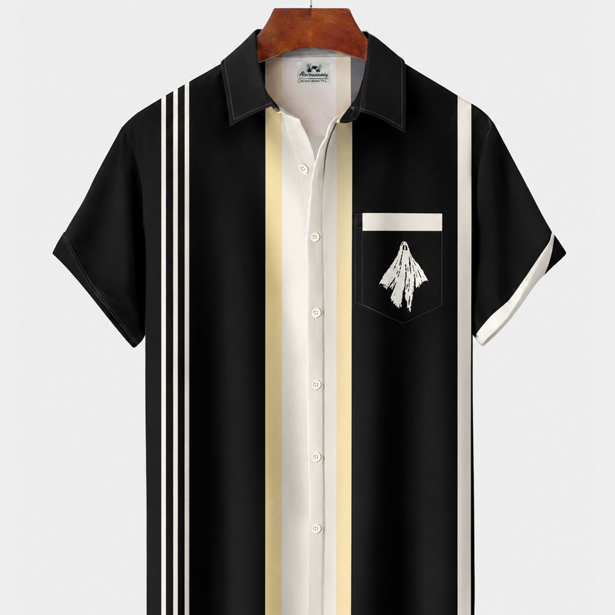 Alohadaddy® Men's Short-Sleeve Button-Down Shirt with Pocket Halloween Print