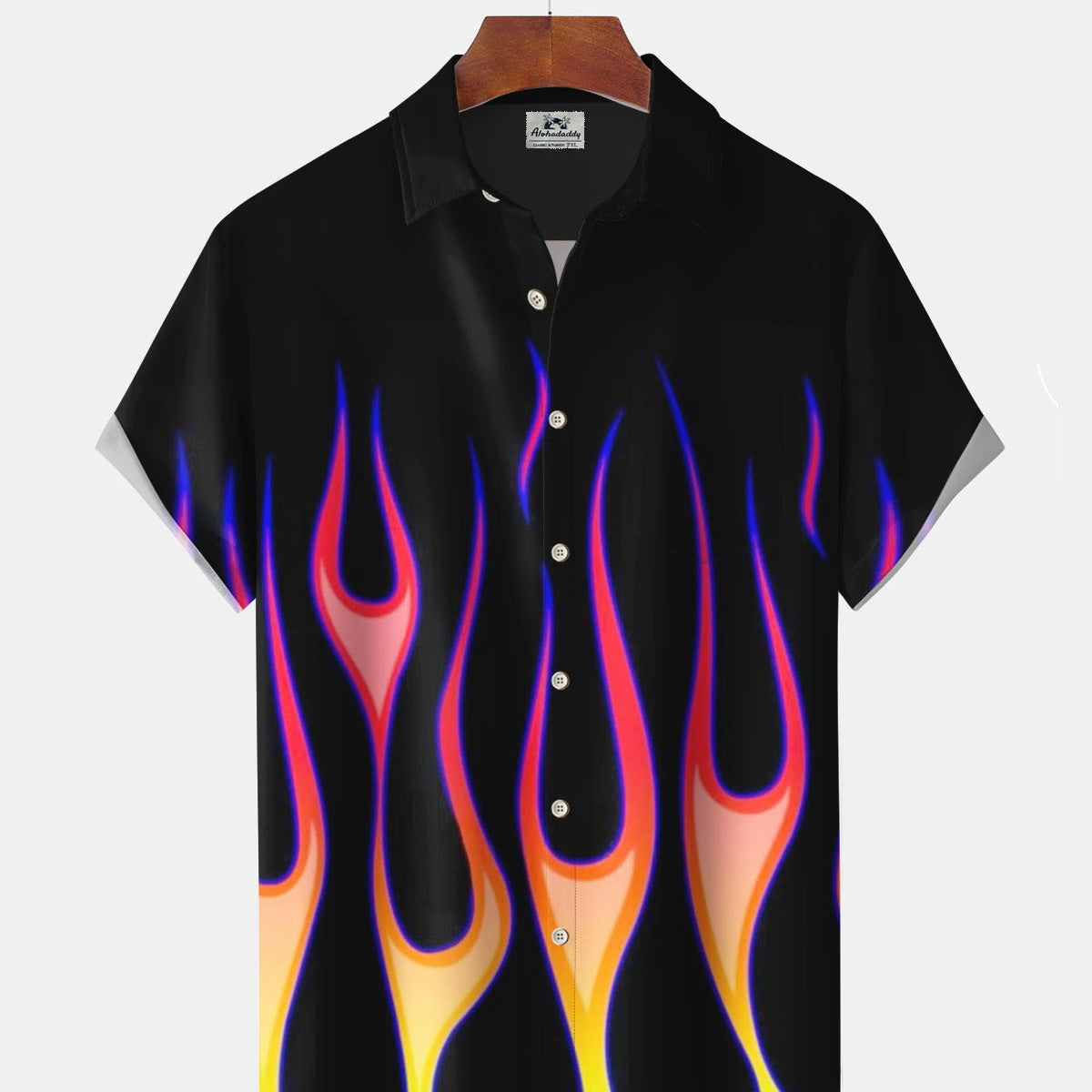 Alohadaddy® Casual Geometric Flame Print Art Stretch Men's Short-Sleeve Shirt Big & Tall