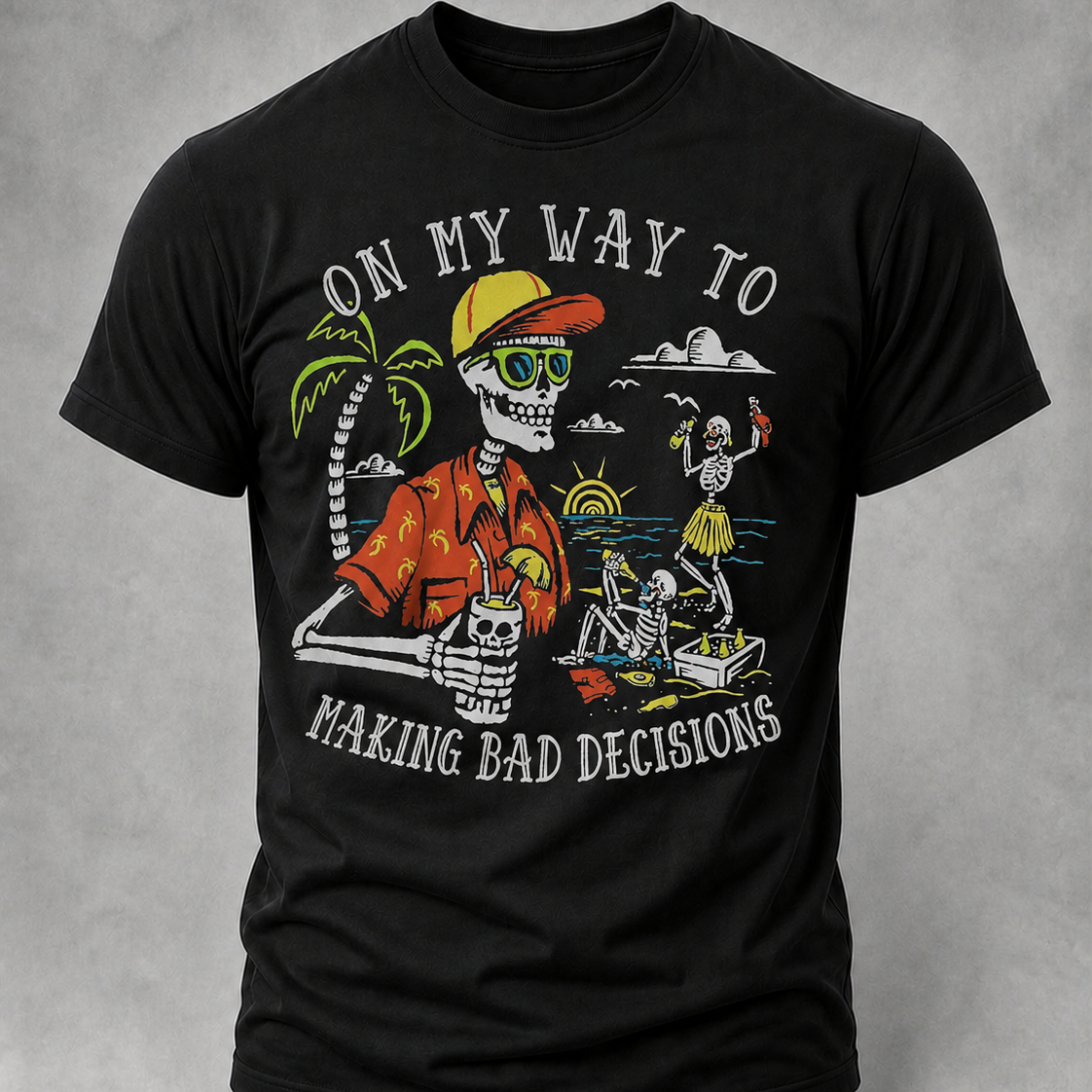 Alohadaddy Casual Crew neck Skull Print T-shirt