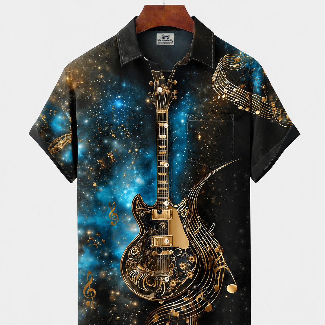 Alohadaddy® Men's Short-Sleeve Button-Down Shirt with Pocket Music Print