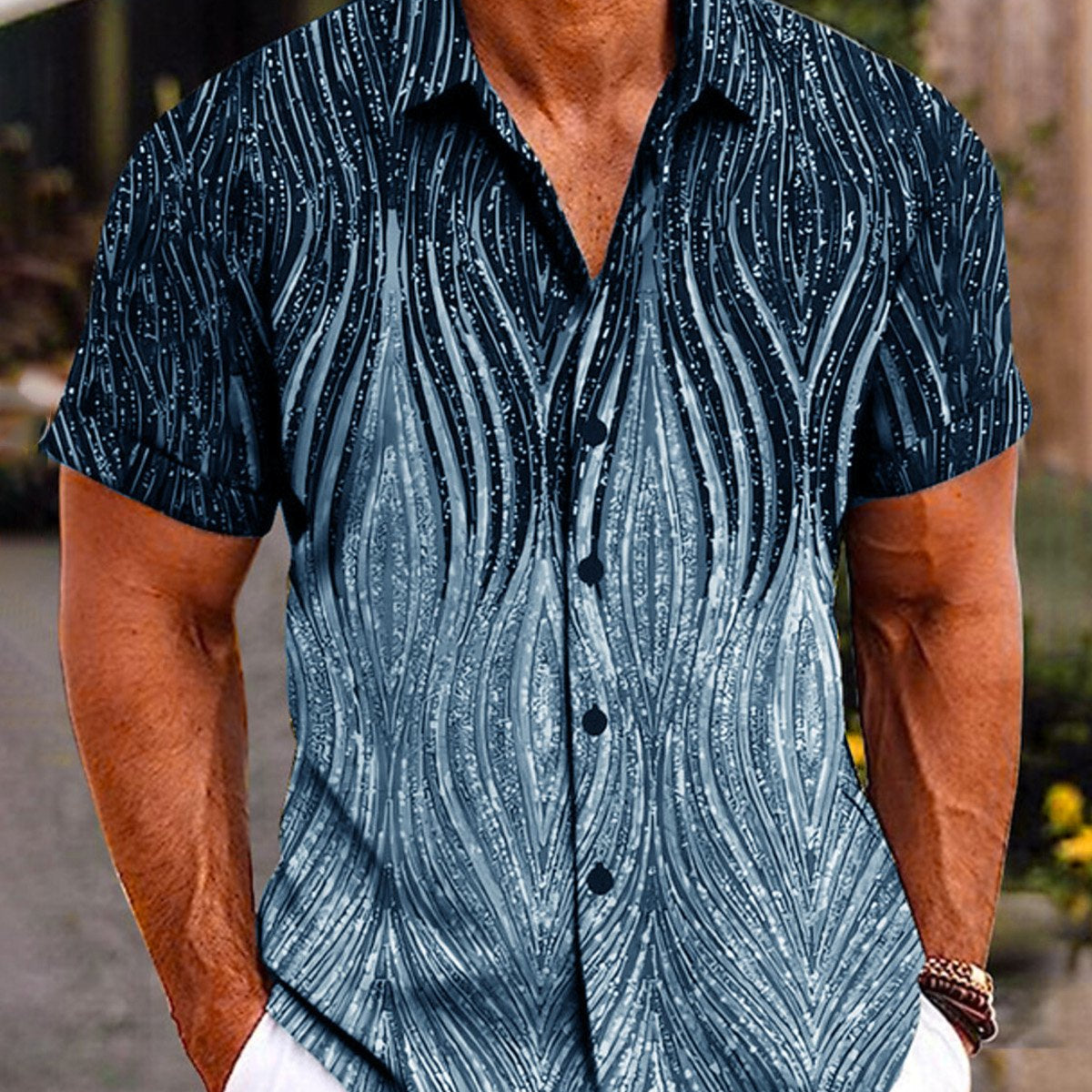Alohadaddy 50's Retro Medieval Geometric Men's Camp Shirt Quick-drying Stretch Dark Gray Gradient Art Shirt Big Tall