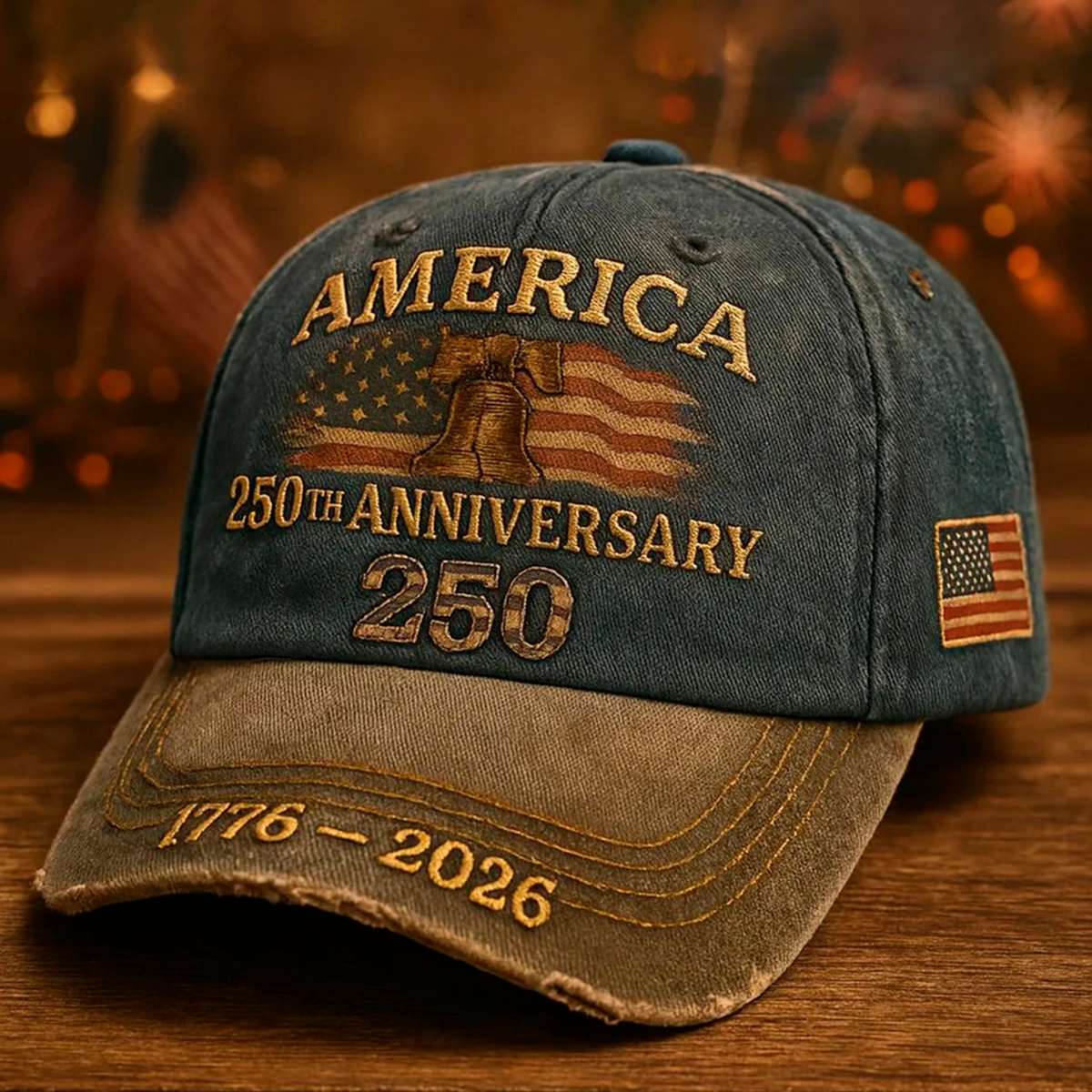Alohadaddy® Men's Holiday American Alphabet Wash Age Embroidery Retro 3D Printed Baseball Cap