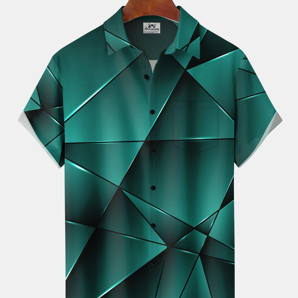 Alohadaddy Retro Gradient 3D Geometric Pocket Holiday Shirt