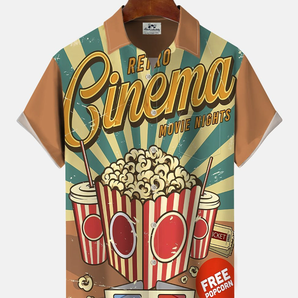 Alohadaddy Vintage Popcorn Button Pocket Casual Short Sleeve Shirt