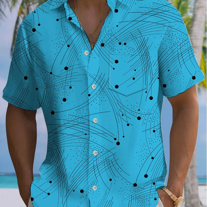 Alohadaddy Summer Lines Wavy Beach Casual Vacation Shirt