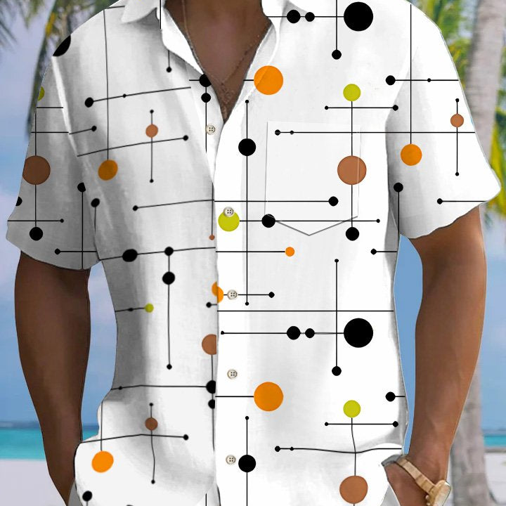 Alohadaddy Summer Tropical Lines Geometric Pattern Casual Vacation Shirt