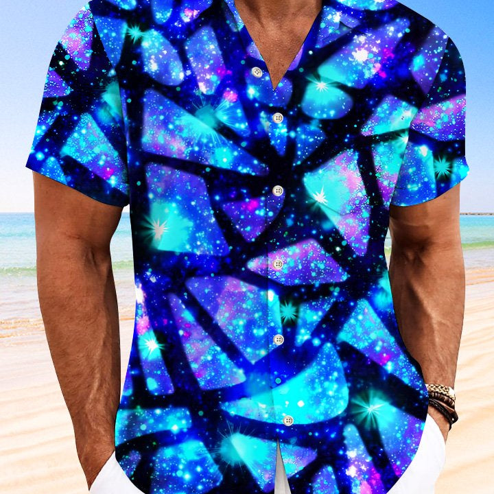 Alohadaddy Summer Geometric 3D Gradient 3D Casual Vacation Shirt