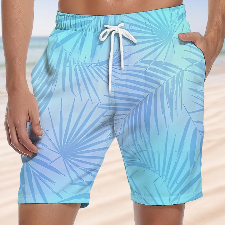 Alohadaddy Men's Vacation Gradient Hawaiian Quick-Drying Pocket Beach Shorts