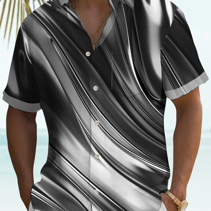 Alohadaddy Retro 60s Gradient Line Geometric Men’s Shirt