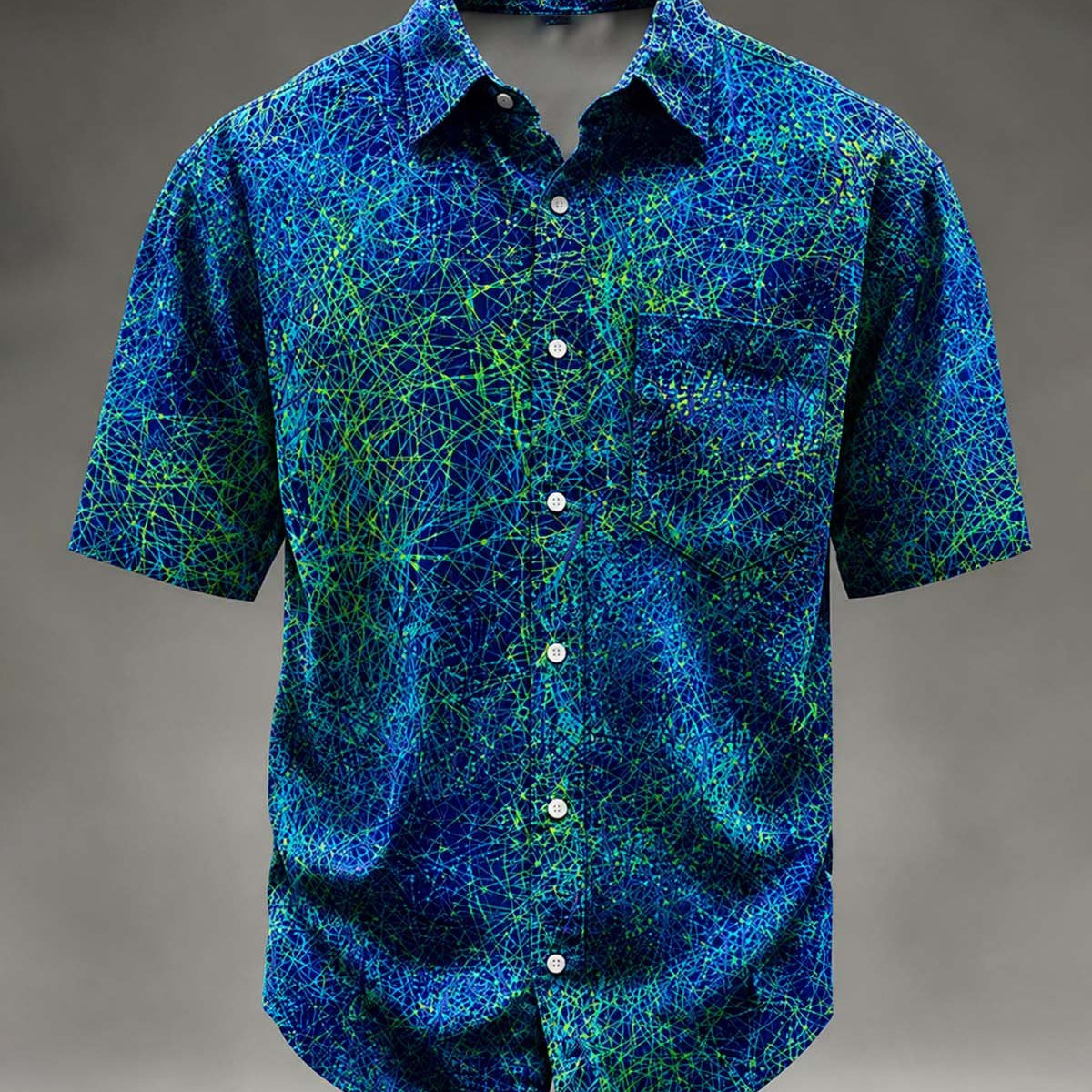Alohadaddy® Retro Abstract Geometric Gradient Texture Print Short-Sleeve Shirt