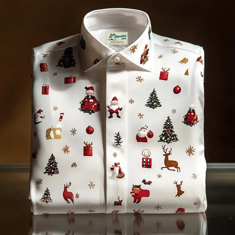 Alohadaddy® Christmas Print Men's Button Pocket Short Sleeve Shirt Big & Tall