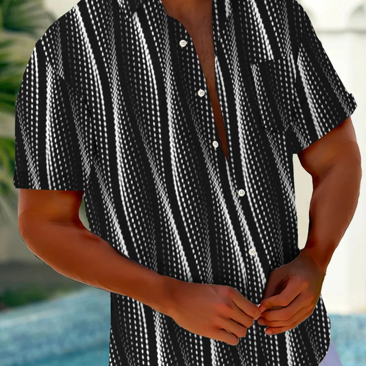 Chemise à poche poitrine à imprimé texturé abstrait vintage Alohadaddy pour homme, grande taille