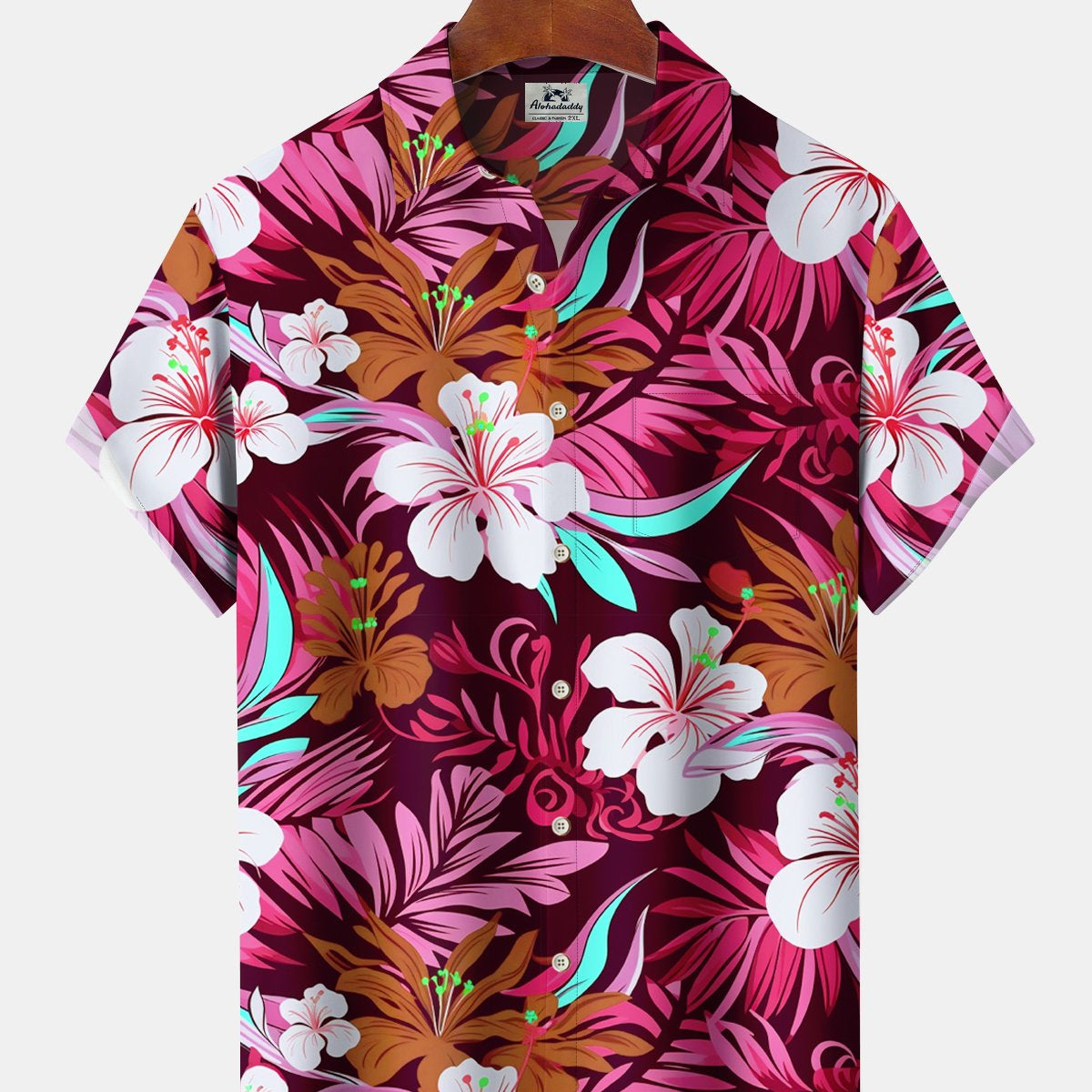 Alohadaddy Hawaiian Aloha Tropical Floral Beach Vacation Shirt