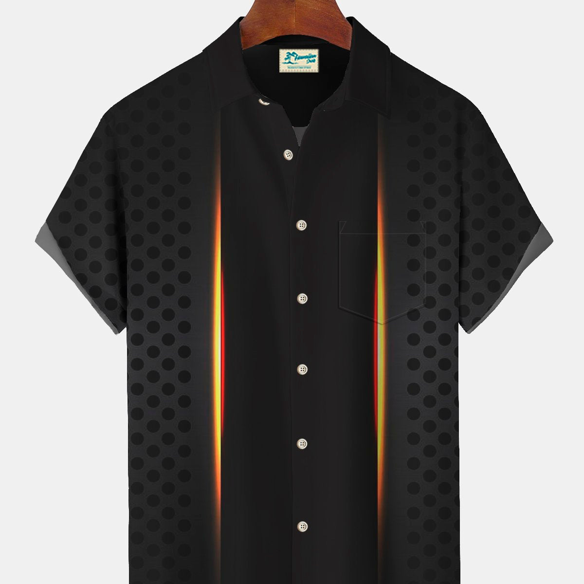 Alohadaddy Art Ombre Aurora Print Beach Men's Hawaiian Oversized Short Sleeve Shirt with Pockets