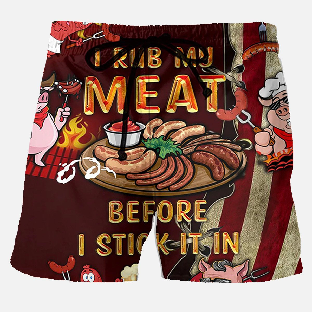 I Rub My Meat Before I Stick It In Food Funny Men's Board Shorts Stretch Plus Size Shorts