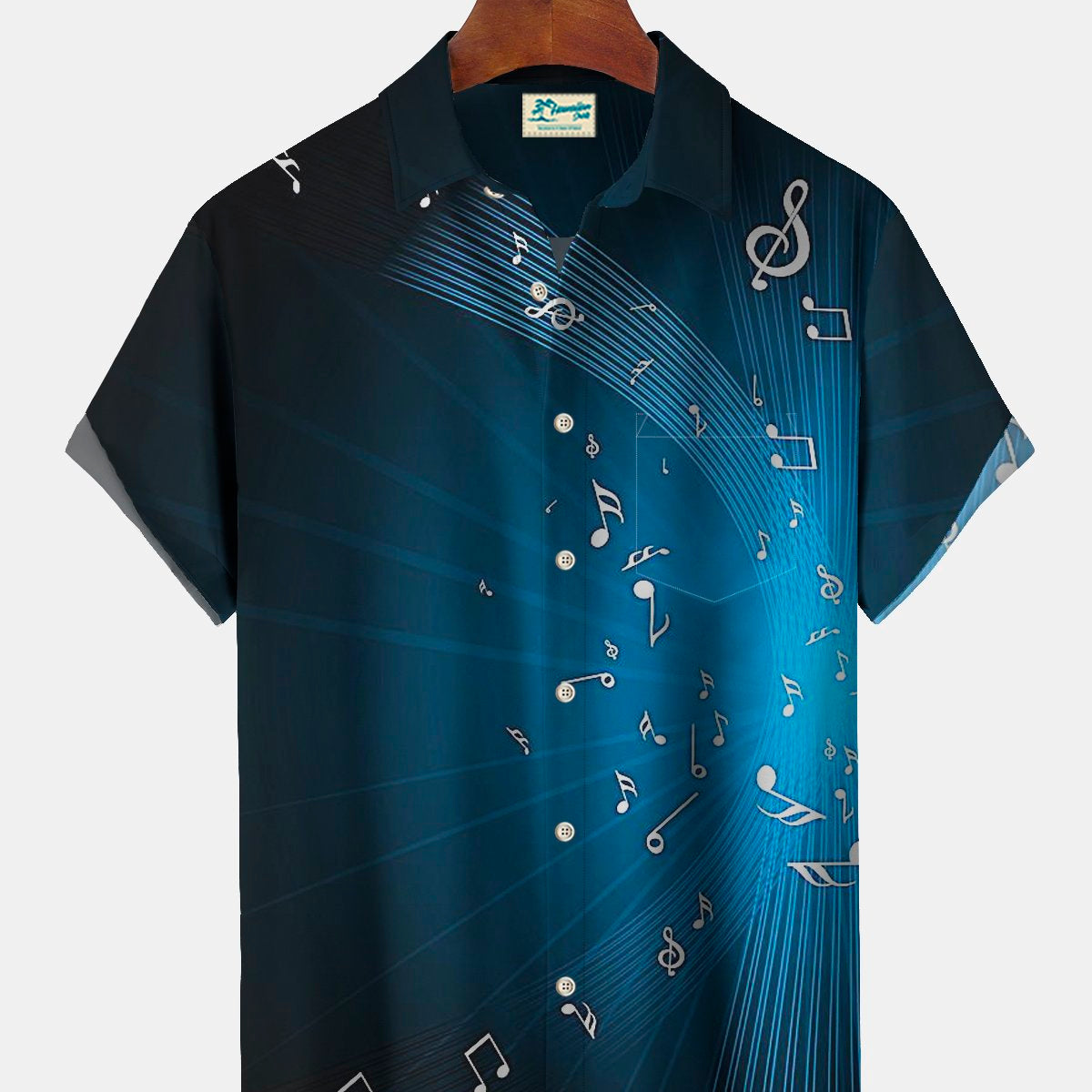 Alohadaddy Note Gradient Musical Hawaiian Shirt Oversized Vacation Aloha Shirt