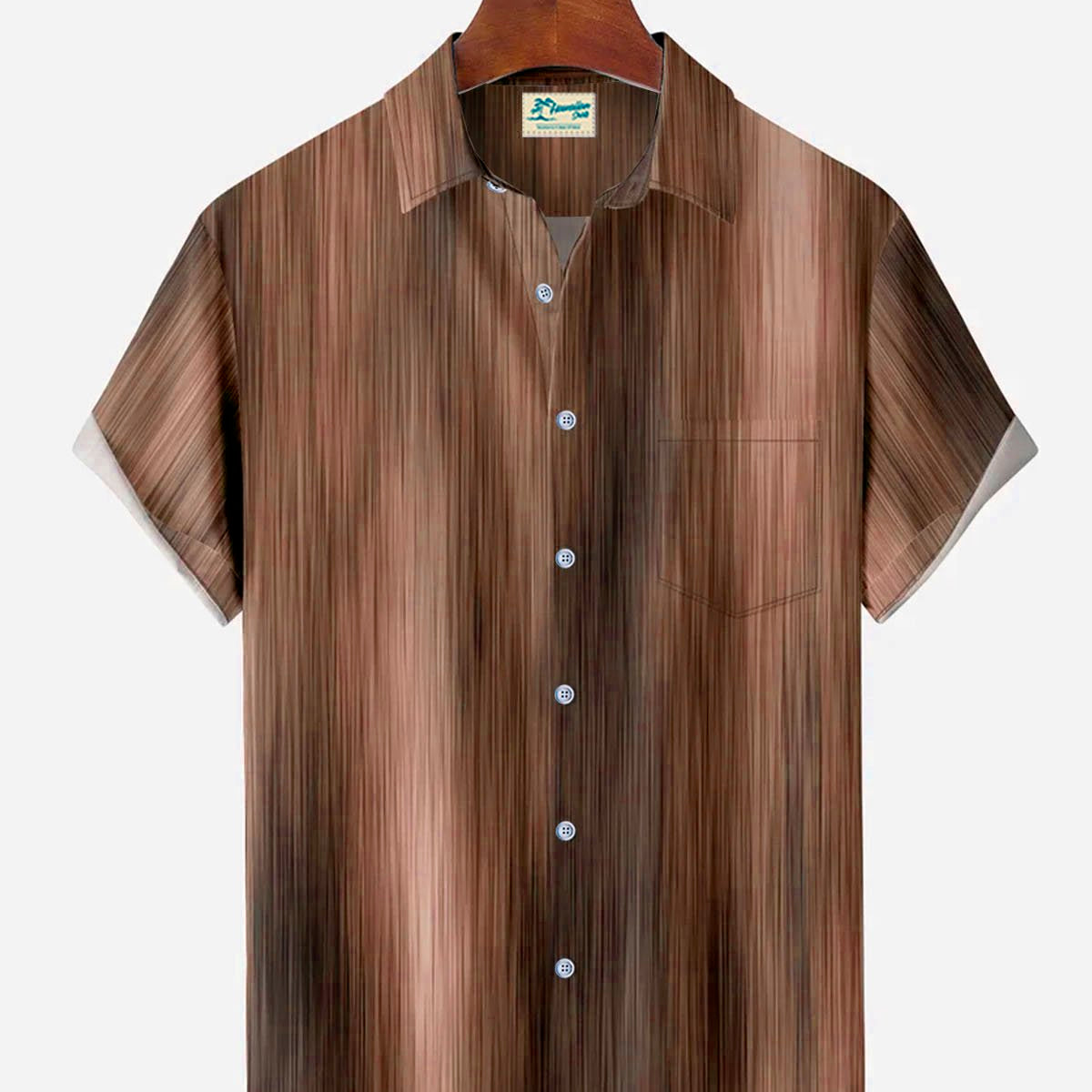Alohadaddy Vintage Textured Gradient Stripes Men's Button Pocket Shirt