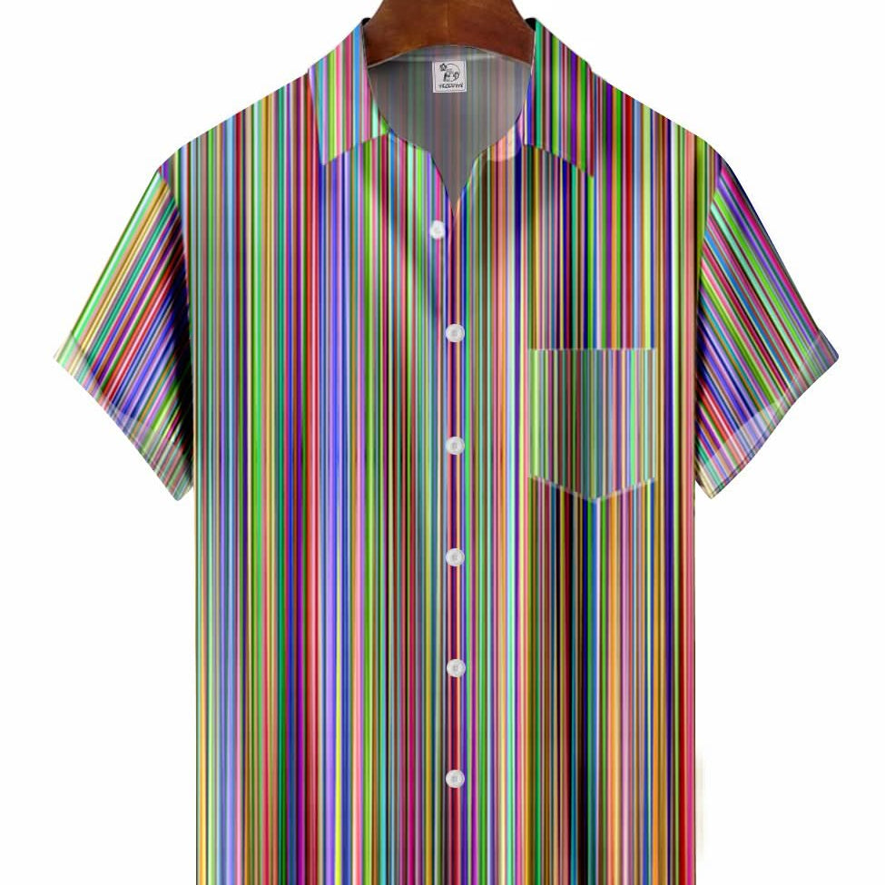 Men's Coloful Stripes Casual Short Sleeve Shirt