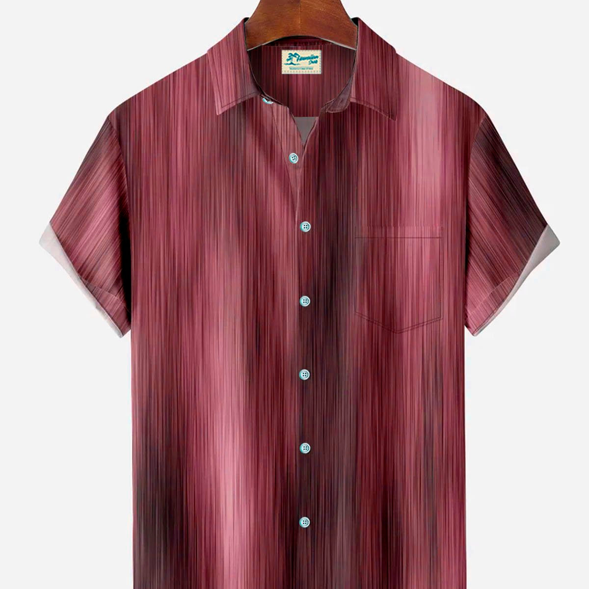 Alohadaddy Vintage Textured Gradient Stripes Men's Button Pocket Shirt
