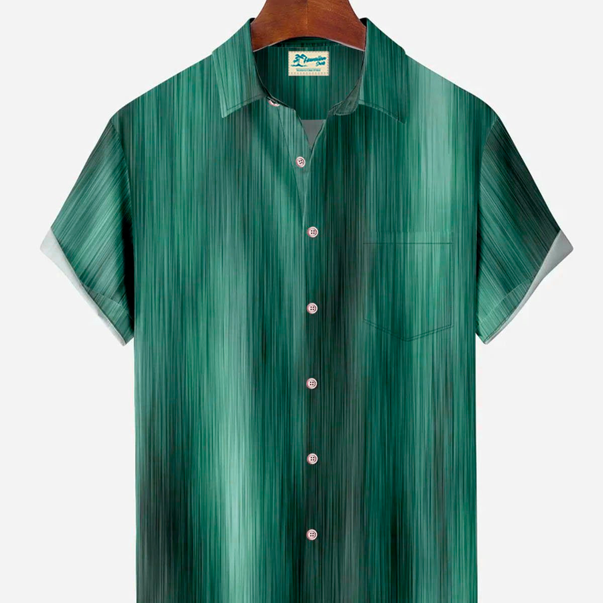 Alohadaddy Vintage Textured Gradient Stripes Men's Button Pocket Shirt