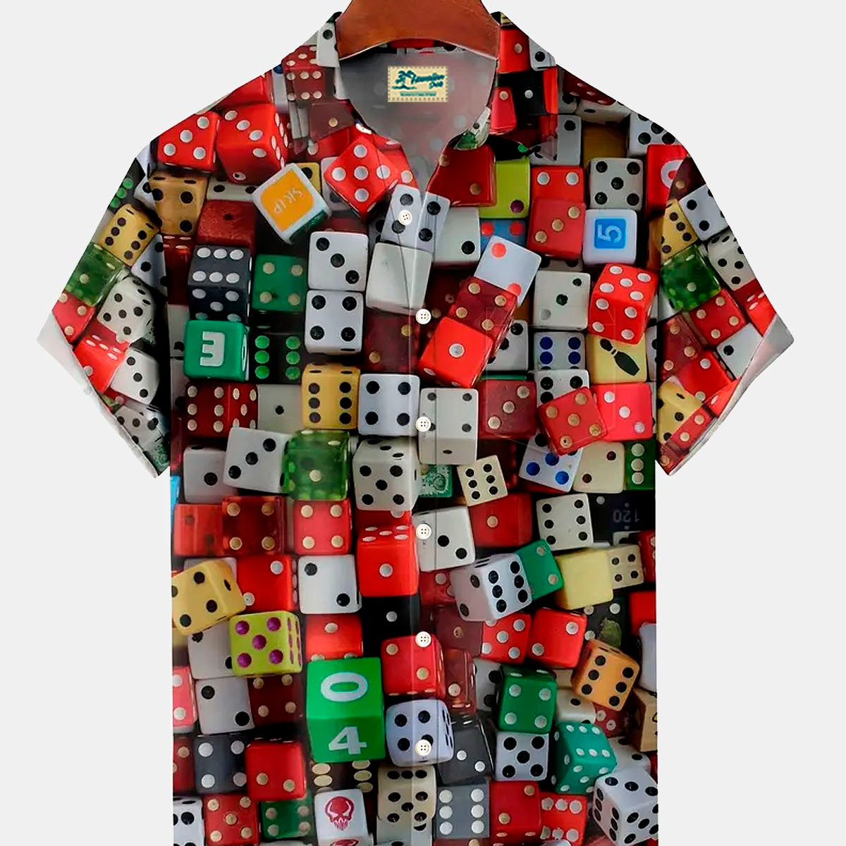 Alohadaddy Dice Geometric Print Men's Button Pocket Shirt