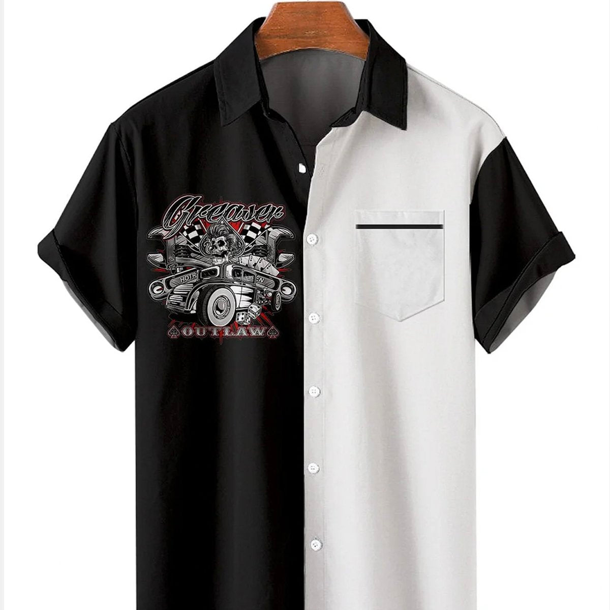 Alohadaddy 60's Vintage Nostalgic Classic Car Men's Hawaiian Shirt Oversized Stretch Bowling Shirts