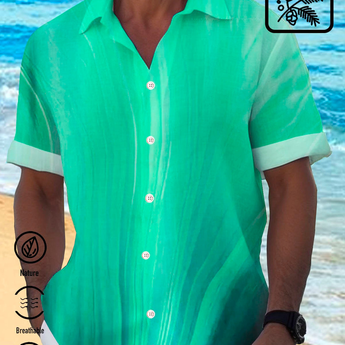 Alohadaddy Cotton Linen Gradient Men's Hawaiian Button Down Shirt