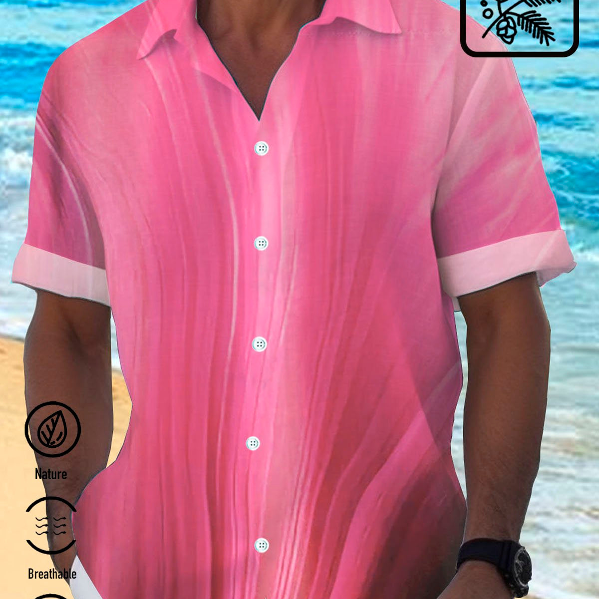 Alohadaddy Cotton Linen Gradient Men's Hawaiian Button Down Shirt