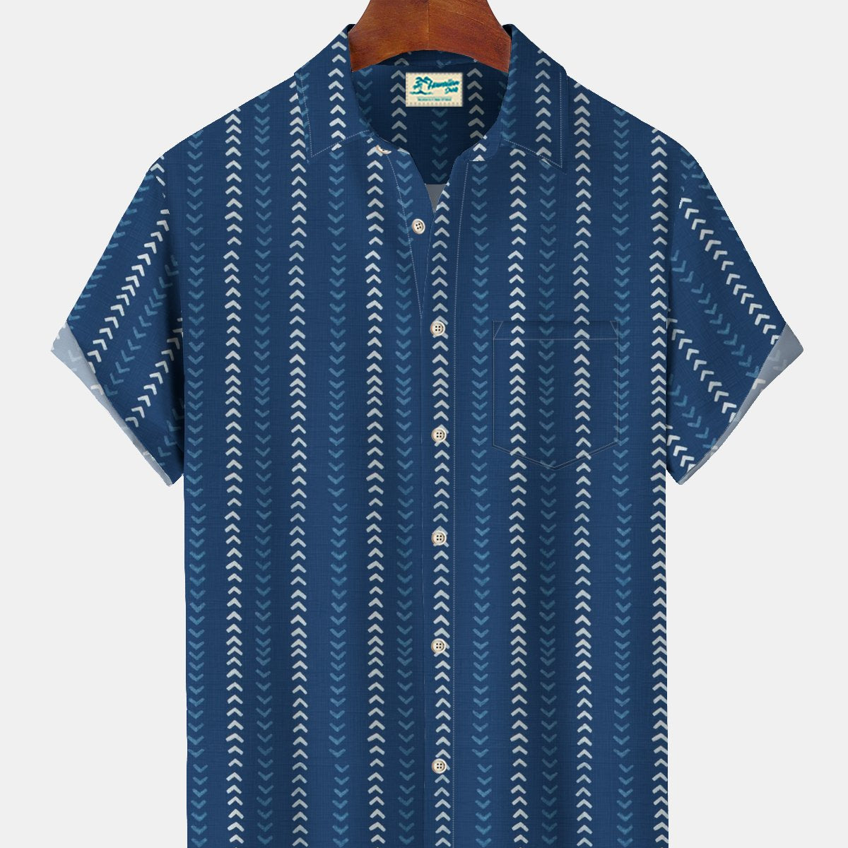 Alohadaddy Casual Holiday Art Arrow Stripes Men's Plus Size Aloha Shirts