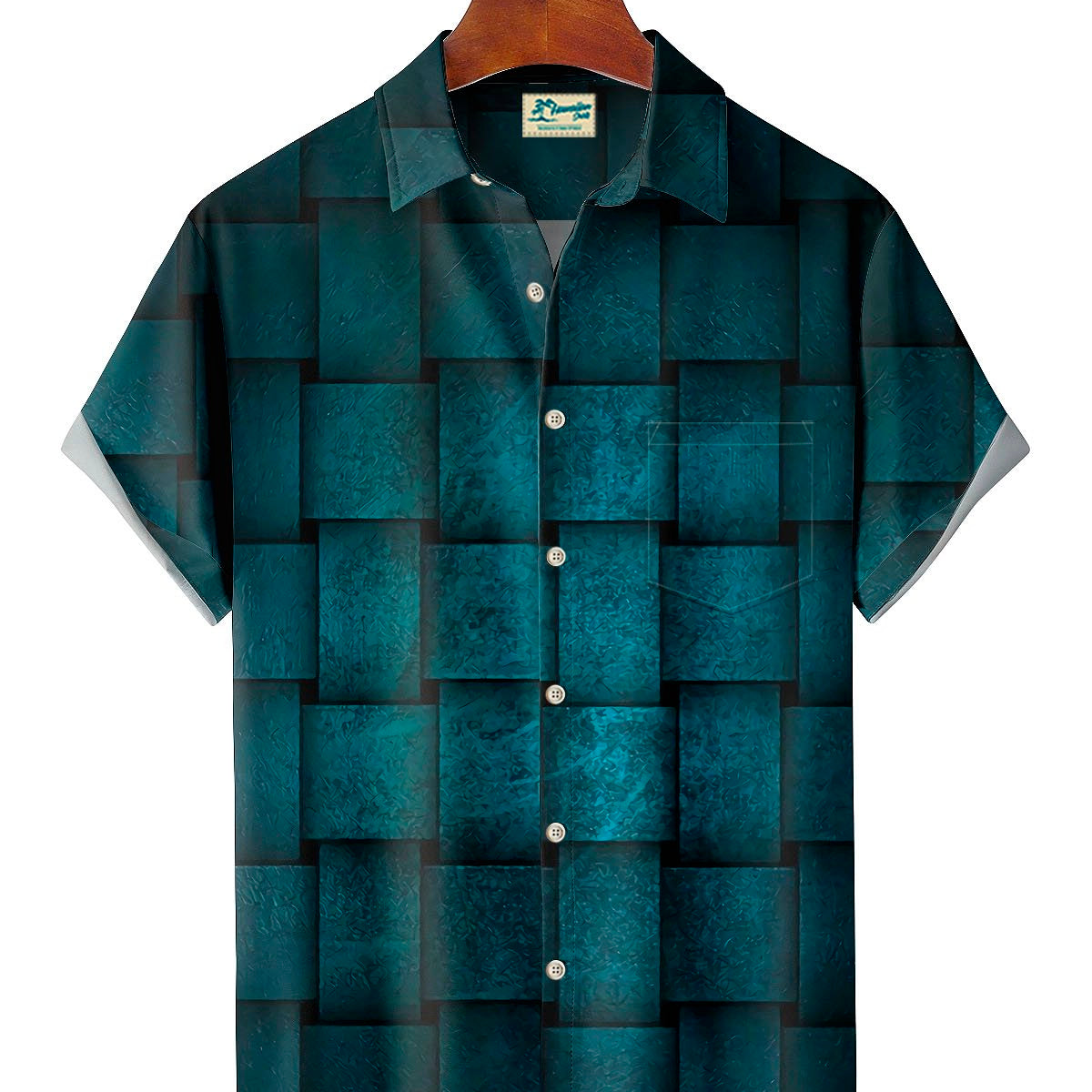 Alohadaddy Vintage Plaid Textured Print Men's Button Pocket Shirt