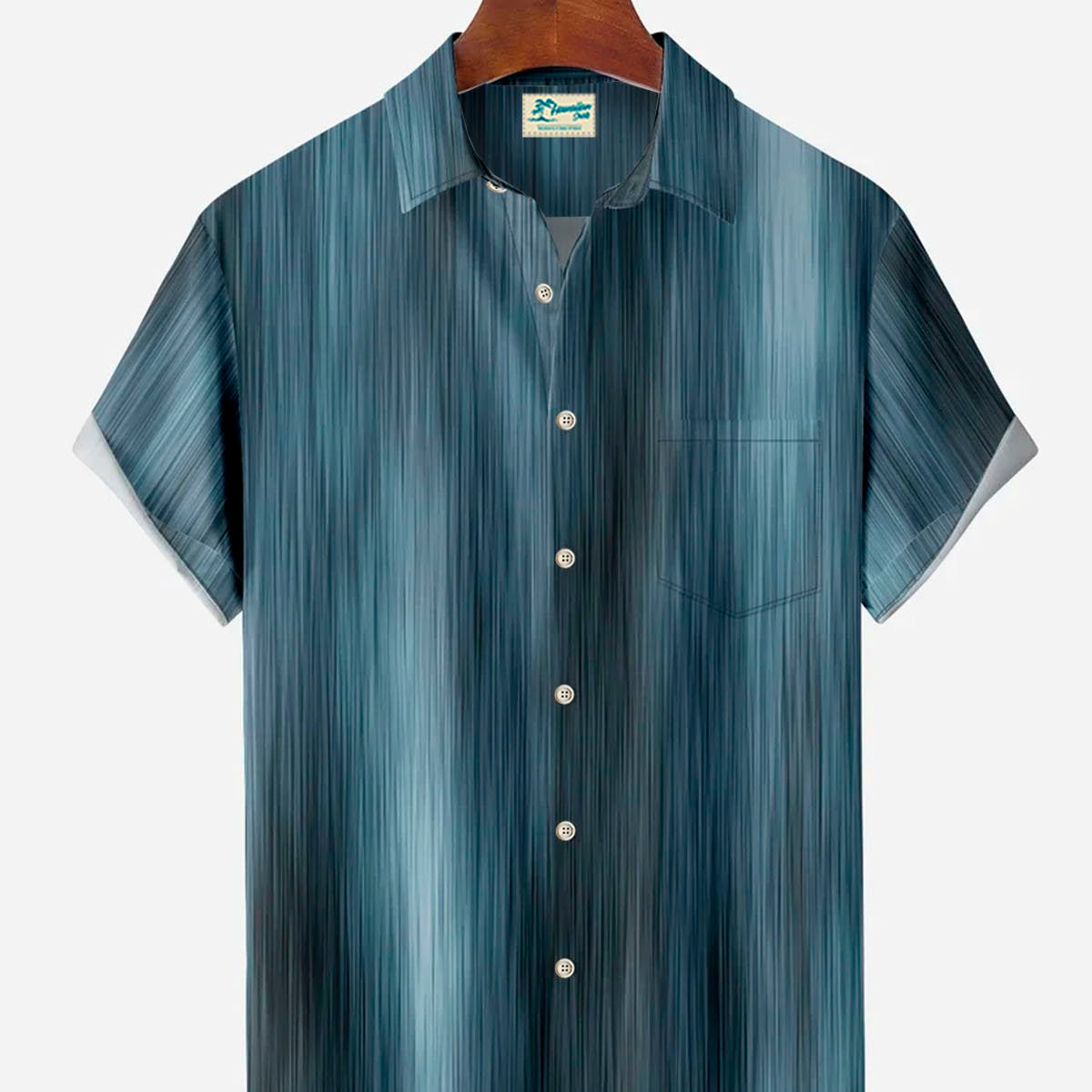 Alohadaddy Vintage Textured Gradient Stripes Men's Button Pocket Shirt