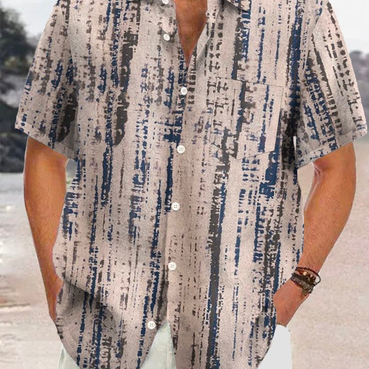 Alohadaddy Vintage Texture Gradient Print Men's Button Pocket Print