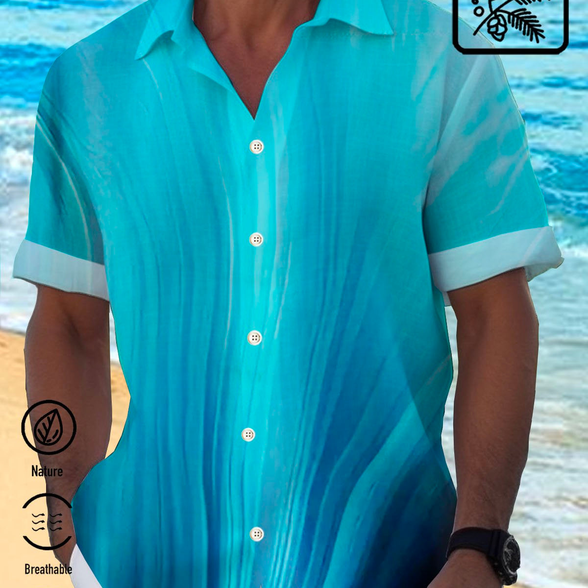 Alohadaddy Cotton Linen Gradient Men's Hawaiian Button Down Shirt