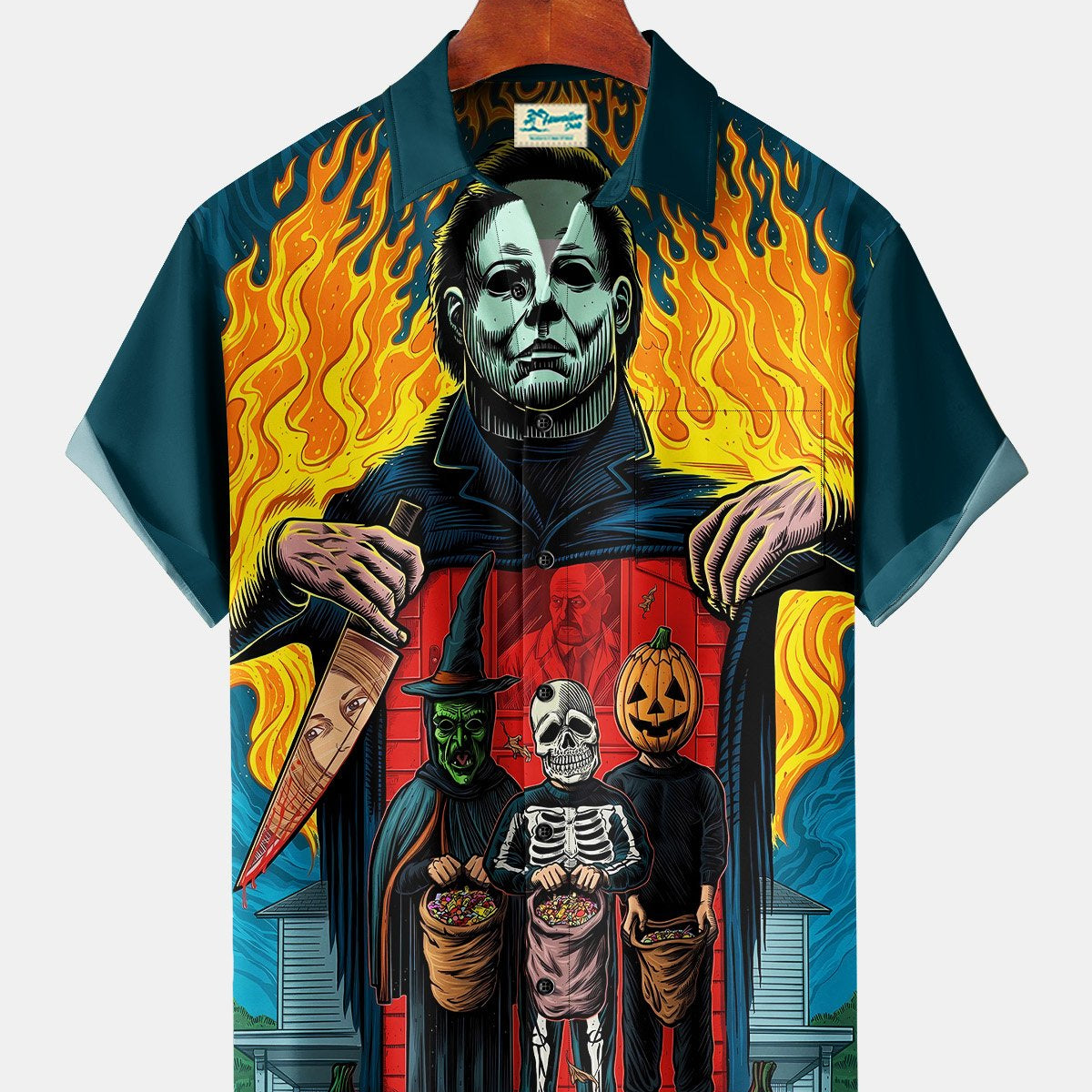 Chemises hawaïennes décontractées pour hommes d'Alohadaddy pour Halloween, motif dessin animé, sorcière, citrouille, crâne, extensible, grande taille, chemises Aloha